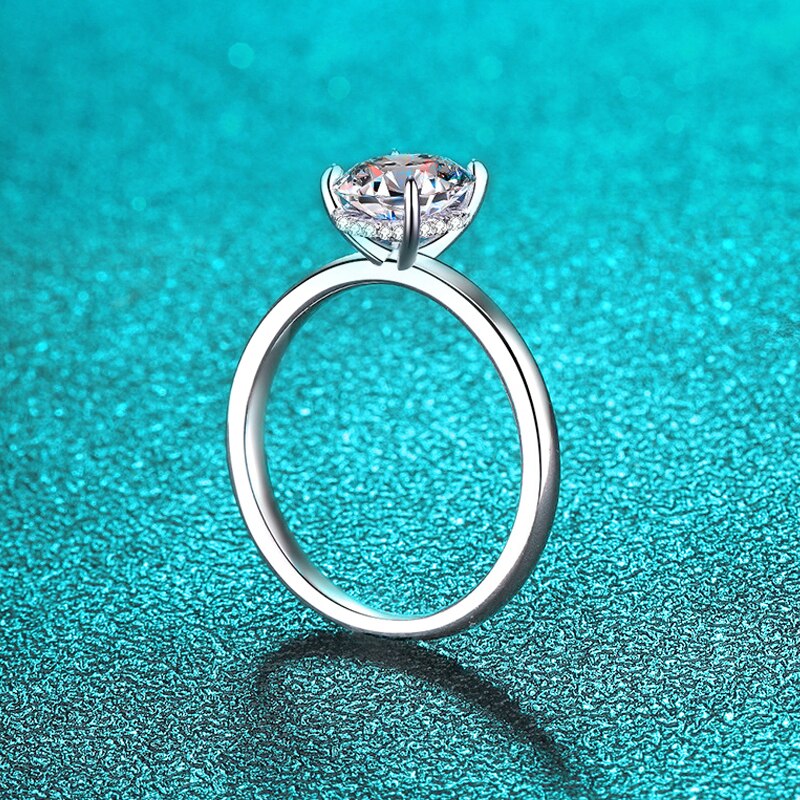 2 Carat Oval Cut Moissanite 18K White Gold Plated 925 Sterling Silver Solitaire Ring
