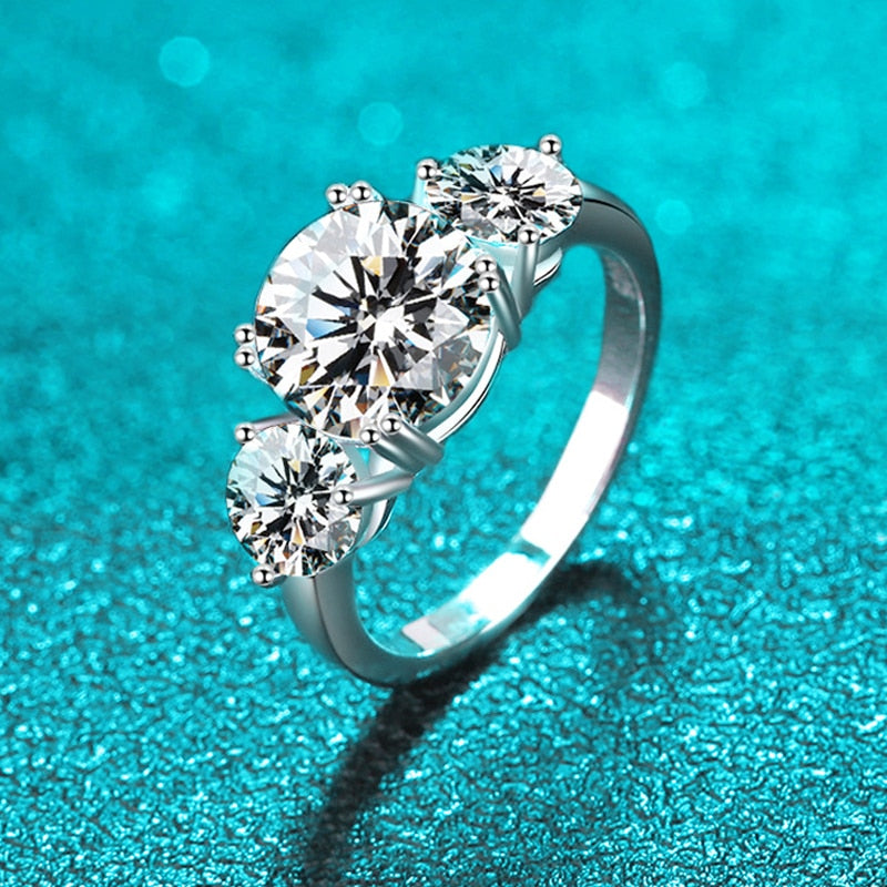 3 Carat Total Moissanite 18K White Gold Plated 925 Sterling Silver Band