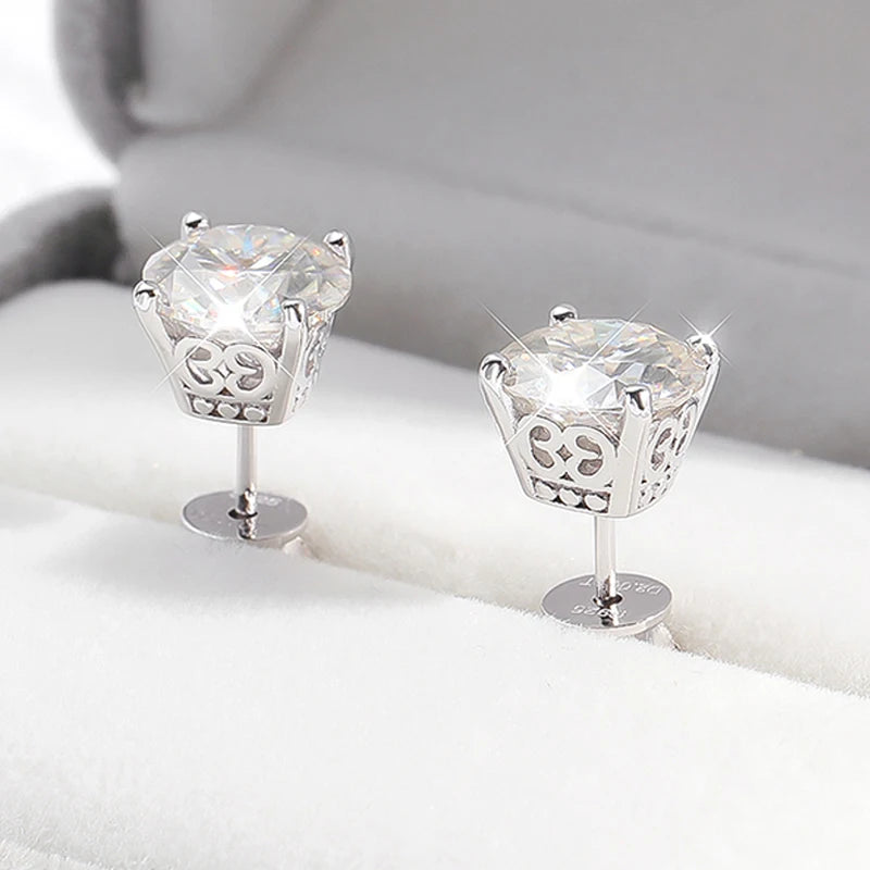 4 Carats Total Moissanite Rhodium Plated 925 Sterling Silver Sud Earrings