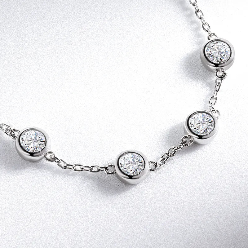 2.4 Carat Total Moissanite 18K Gold Plated 925 Sterling Silver Bracelet