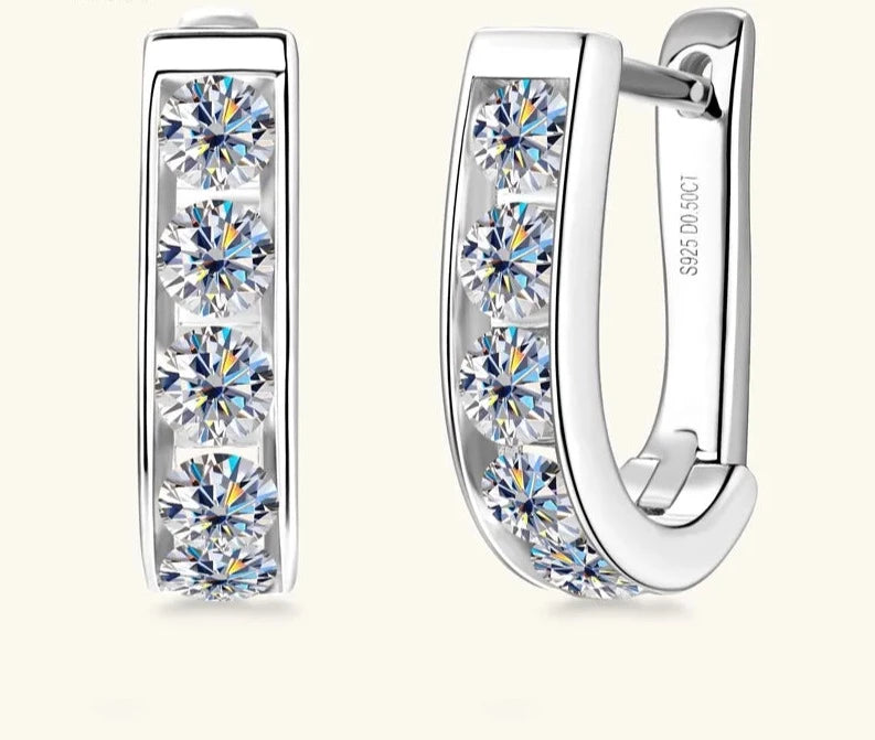 1 Carat Total Moissanite 18K Gold Plated 925 Sterling Silver Hoop Earrings