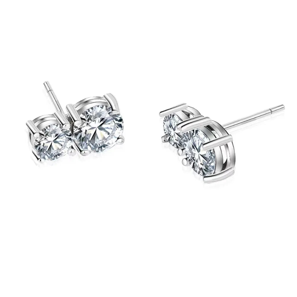 3 Carat Total Moissanite Platinum Plated 925 Sterling Silver Earrings