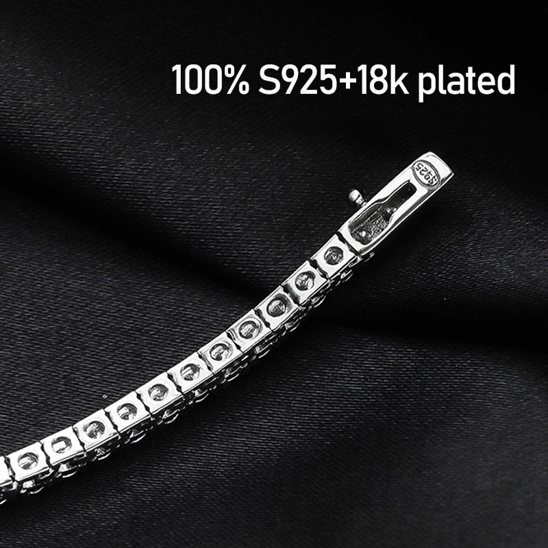 8.6 Carats or 9.6 Carats Moissanite 18K White Gold Plated 925 Sterling Silver Tennis Necklace