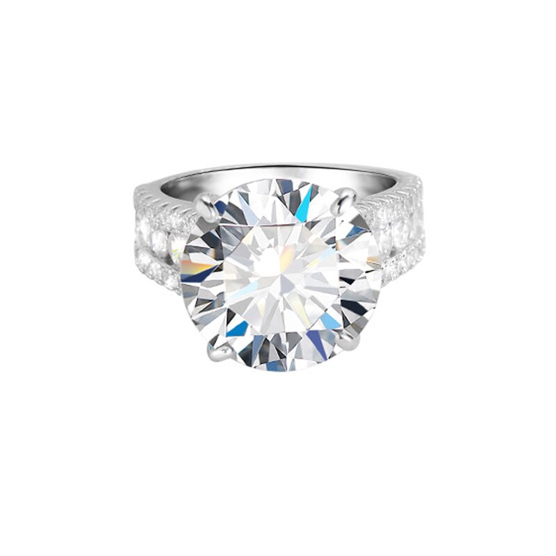 10 Carat Moissanite and Zircon Platinum Plated 925 Sterling Silver Ring