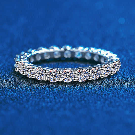 2.2 Carat Total Moissanite Platinum Plated 925 Sterling Silver Eternity Band