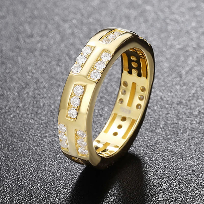 0.68 or 0.81 Carat Moissanite 18K Gold Plated 925 Sterling Silver Band