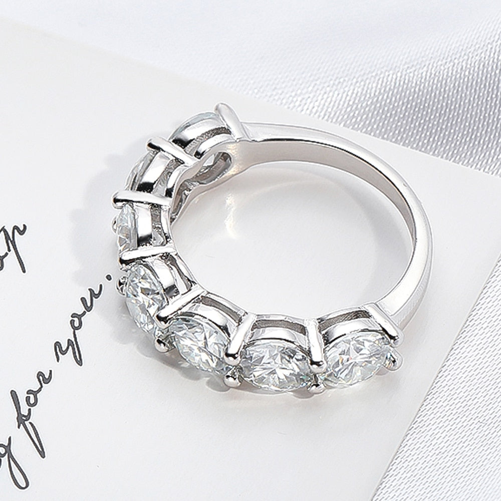 3.5 Carat or 7 Carat Total D Color VVS1 Moissanite Platinum Plated 925 Sterling 7 Stone Ring