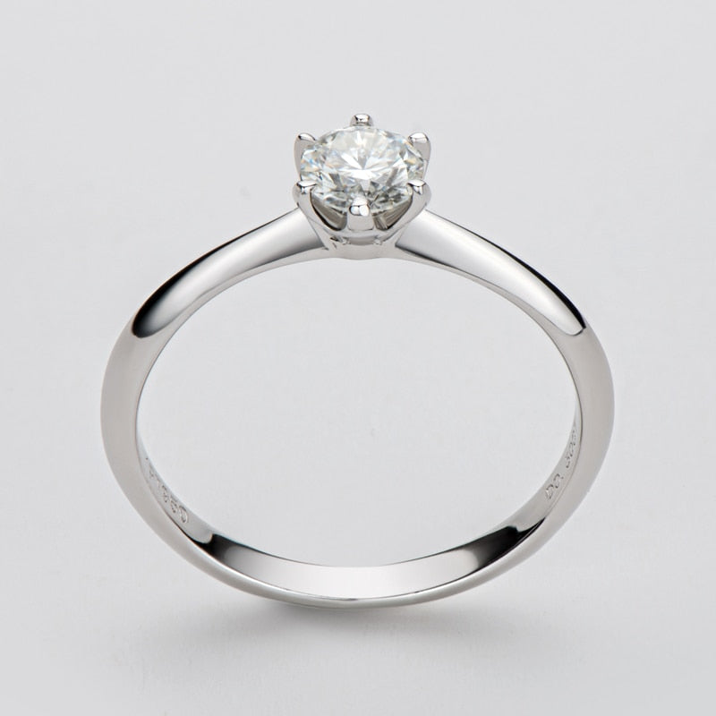 0.5 Carat Moissanite Platinum Plated 925 Sterling Solitaire Engagement Ring