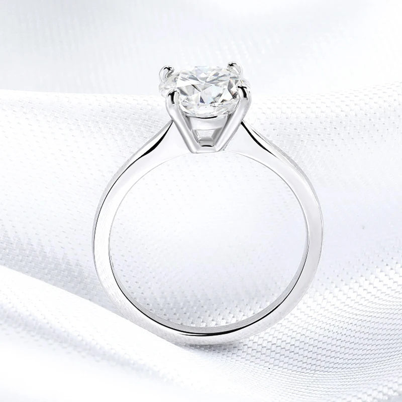 0.5 Carat to 2 Carats Moissanite 4 Prong 18K White Gold Plated 925 Sterling Silver Engagement Ring