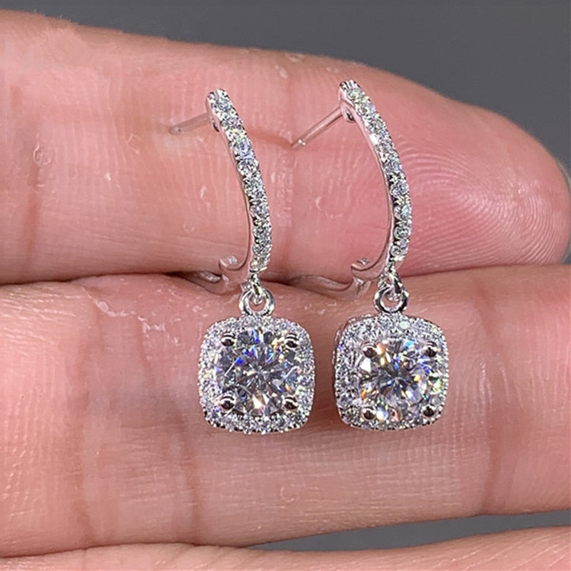2 Carat Total to 6 Carat Total Moissanite and Zircon Accent Platinum Plated 925 Sterling Drop/Dangle Earrings