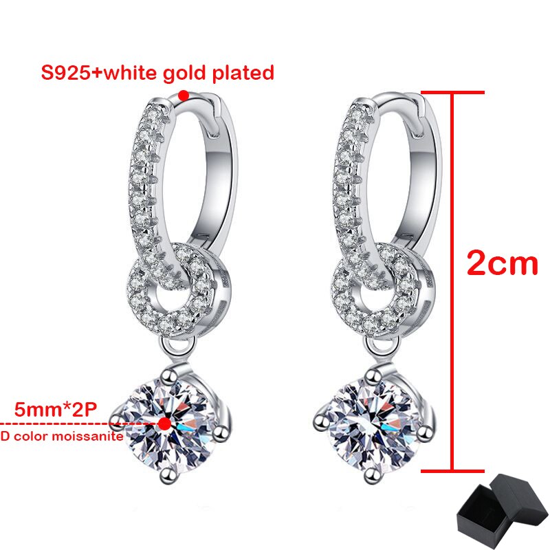 1 Carat Total Moissanite and Zircon Accent 18K Gold Plated 925 Sterling Drop Earrings