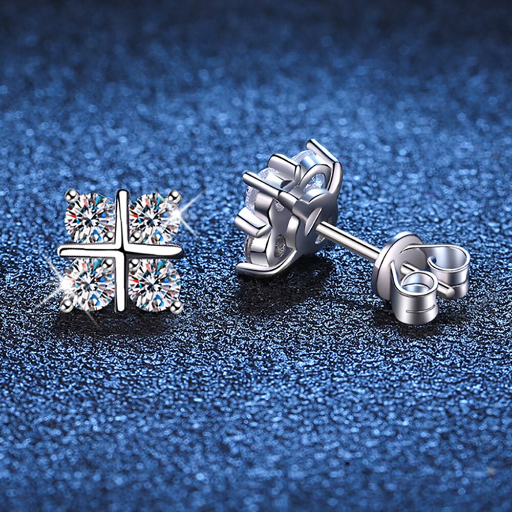 0.8 Carat Total Moissanite Platinum Plated 925 Sterling Silver Earrings