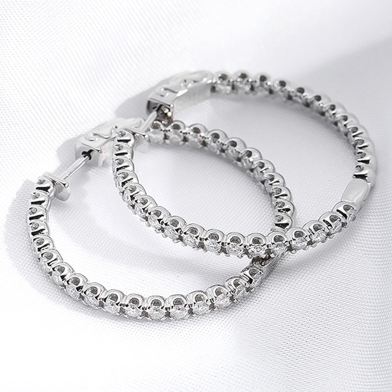 1.56 Carat Total Moissanite D Color VVS1 18K Gold Plated 925 Sterling Hoop Earrings