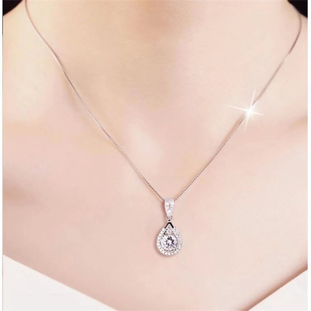 3 Carat or 5 Carat Moissanite and Zircon Accent 18K Gold Plated 925 Sterling Pendant Necklace