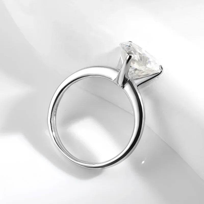 4 Carats Heart Moissanite 18K White Gold Plated 925 Sterling Silver Engagement Ring
