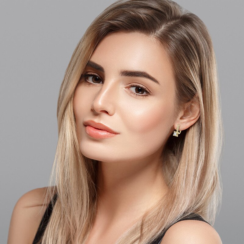 1 Carat Total D Color Moissanite 14K Yellow Gold Plated 925 Sterling Silver Earring