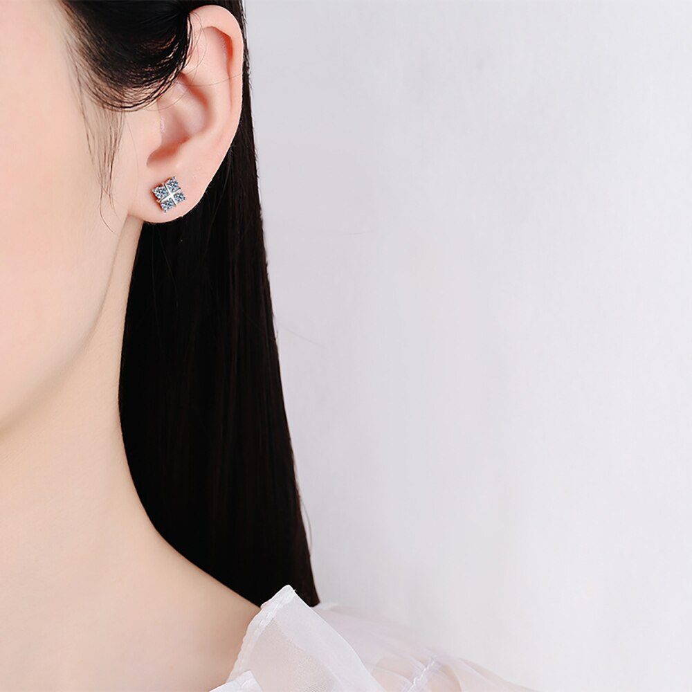 0.8 Carat Total Moissanite Platinum Plated 925 Sterling Silver Earrings