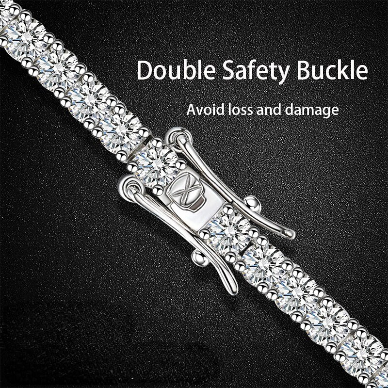 16 Carats Total or 18 Carats Total D Color VVS1 Moissanite 18K White Gold Plated Tennis Bracelet