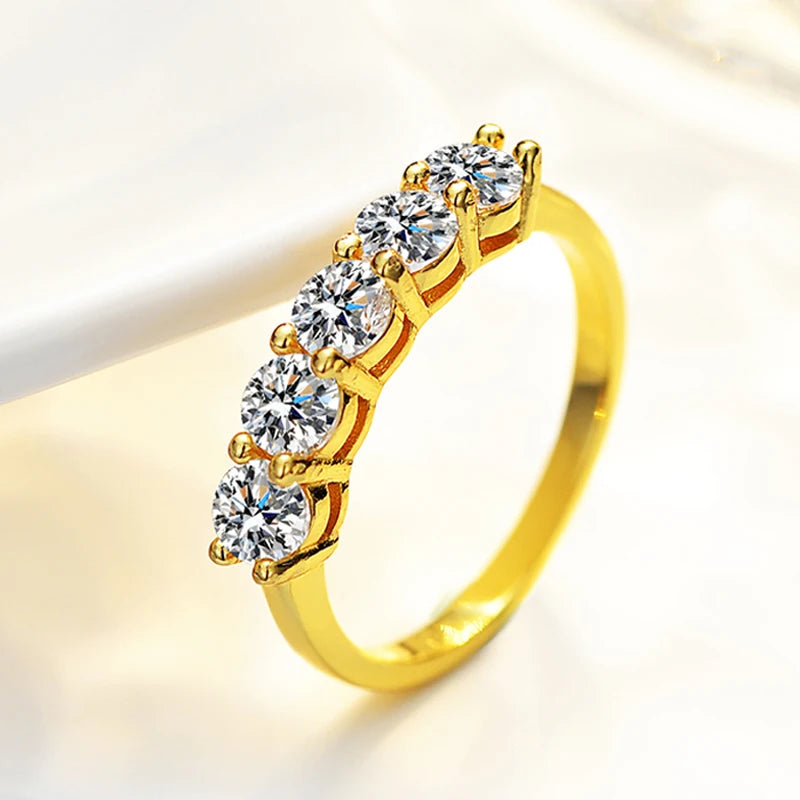 1.5 Carats Total Moissanite 14K Yellow Gold Plated 925 Sterling Silver Eternity Band