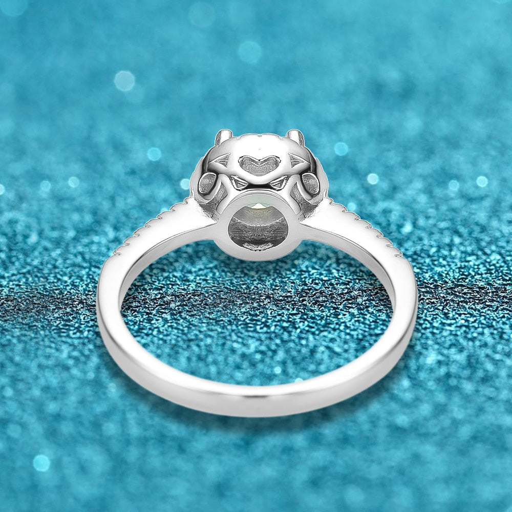 2 Carats or 3 Carats D Color VVS1 Moissanite and Zircon 18K White Gold Plated 925 Sterling Silver Halo Ring