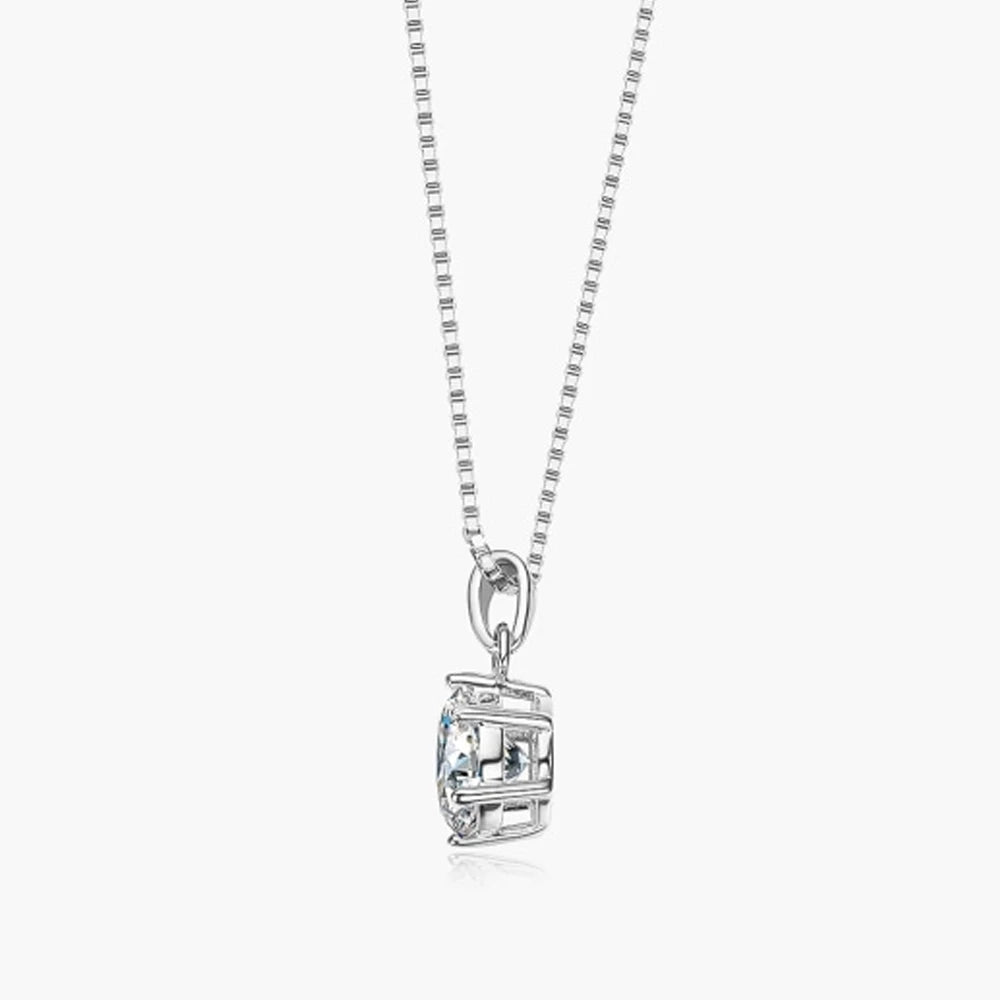 1 Carat to 10 Carats Moissanite Platinum Plated 925 Sterling Silver Pendant Necklace