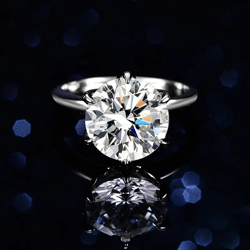 5 Carat Moissanite 18K White Gold Plated 925 Sterling Silver Solitaire Ring
