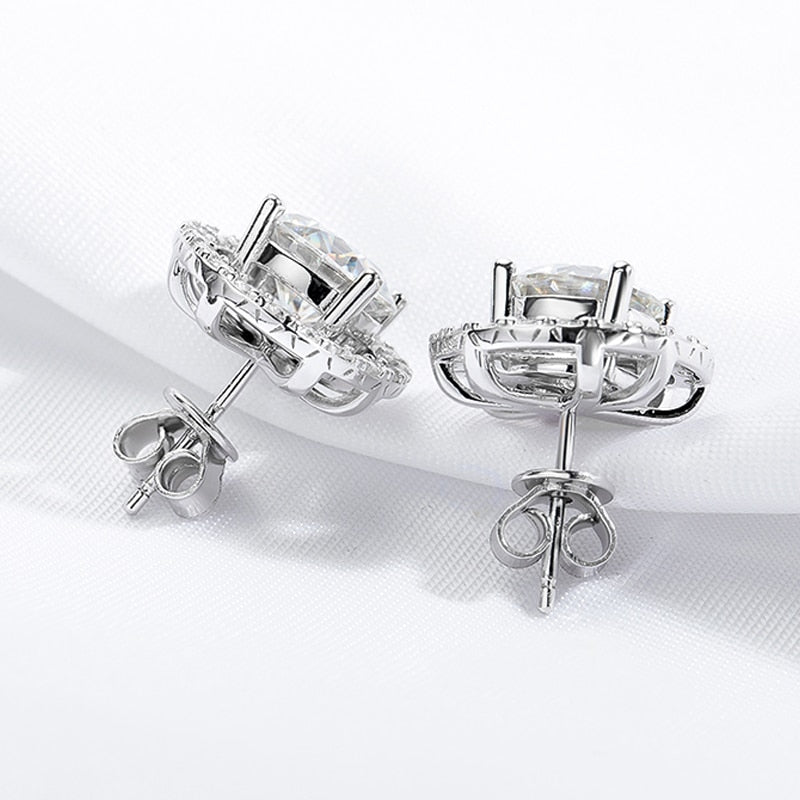 4.6 Carat Total D Color VVS1 Moissanite 18K White Gold Plated 925 Sterling 2-Way to Wear Stud Earrings