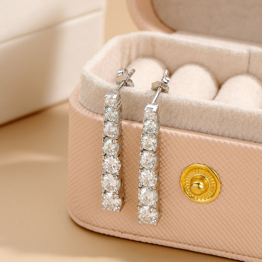 2.82 Total Carats Moissanite Platinum Plated 925 Sterling Silver Drop Earrings