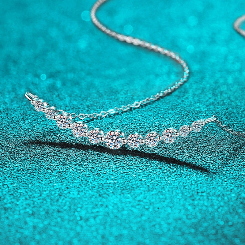 1.1 Carat Total D Color VVS1 Moissanite Platinum Plated 925 Sterling Necklace