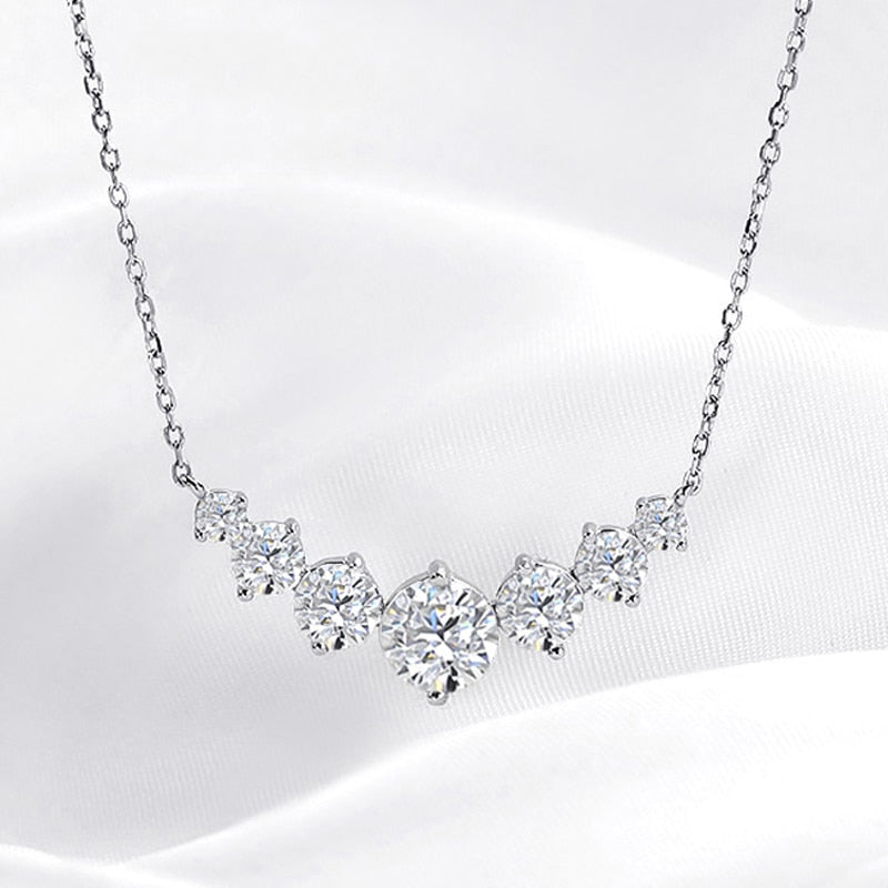 1.7 Carat to 5 Carats Total Moissanite Platinum Plated 925 Sterling Necklace