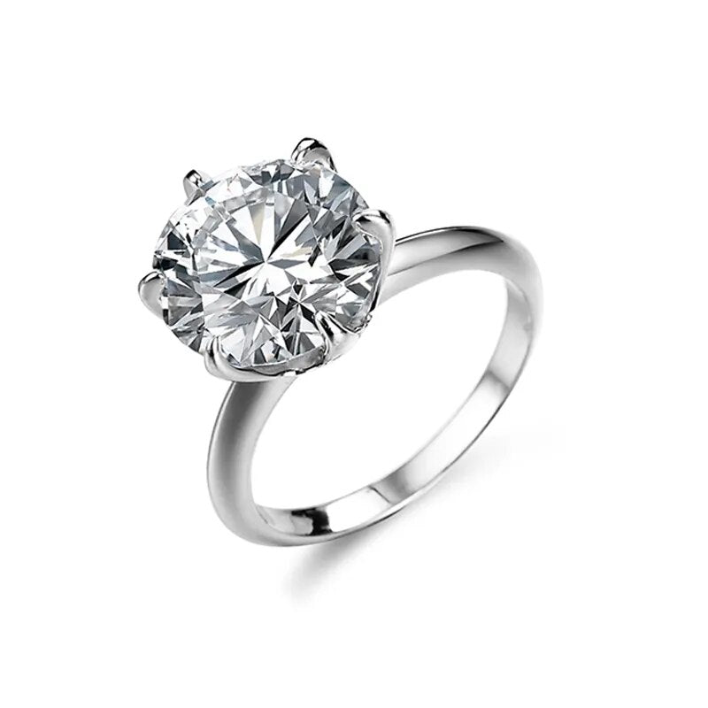 5 Carat Moissanite 18K White Gold Plated 925 Sterling Silver Solitaire Ring
