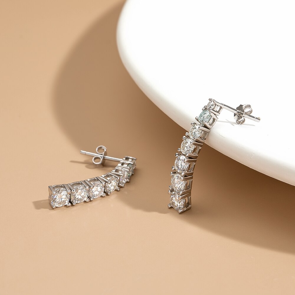 2.82 Total Carats Moissanite Platinum Plated 925 Sterling Silver Drop Earrings