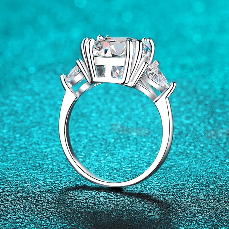 5 Carat Moissanite and Zircon 18K White Gold Plated 925 Sterling Silver Ring