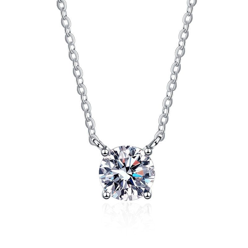 1 Carat to 5 Carat Moissanite D Color VVS1 18K Gold Plated Sterling Silver Pendant Necklace
