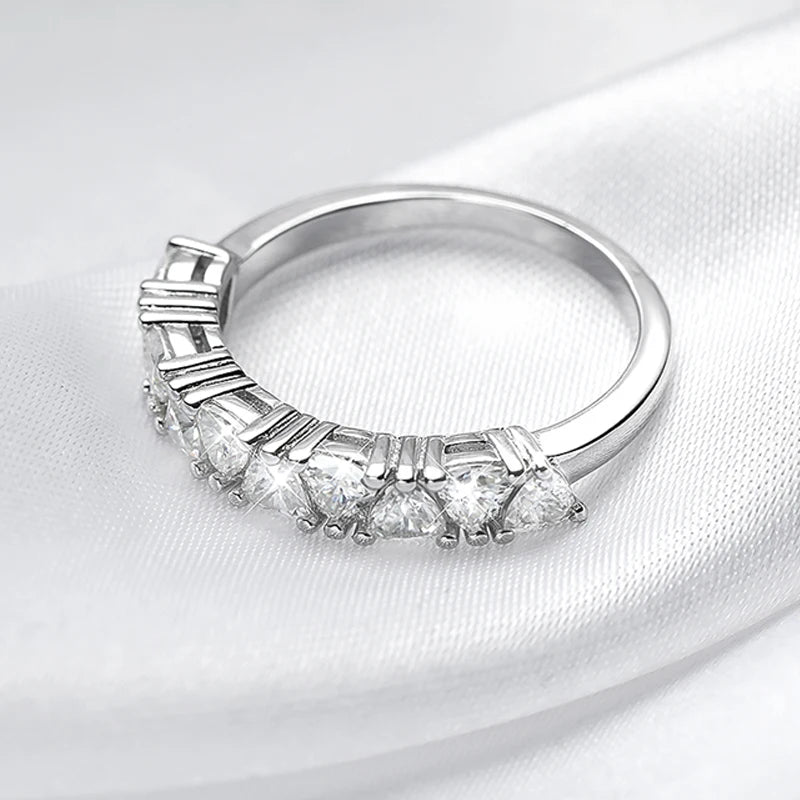 1 Carat Total Trilliant Cut Moissanite Platinum Plated 925 Sterling Anniversary Band