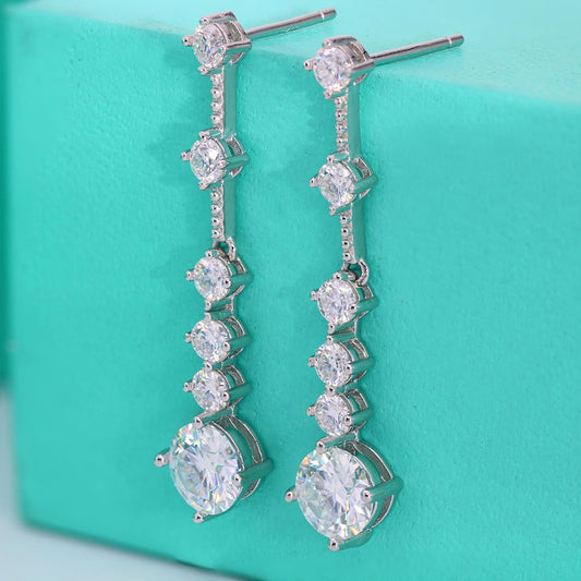 3 Carat Total or 6 Carat Total Moissanite Platinum Plated 925 Sterling Silver Earrings