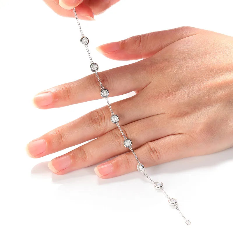 2.4 Carat Total Moissanite 18K Gold Plated 925 Sterling Silver Bracelet