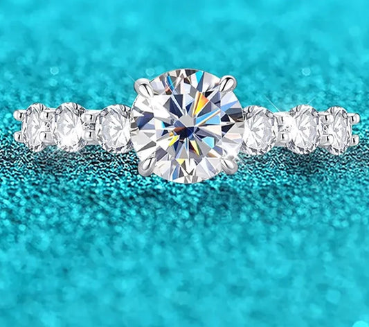 3.2 Carat Total Moissanite 18K White Gold Plated 925 Sterling Silver Ring