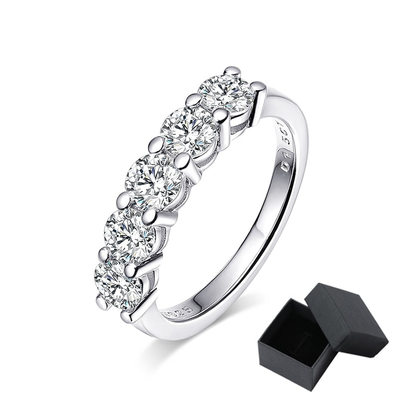 1.5 Carat Total Moissanite D Color VVS1 Platinum Plated 925 Sterling Silver Band