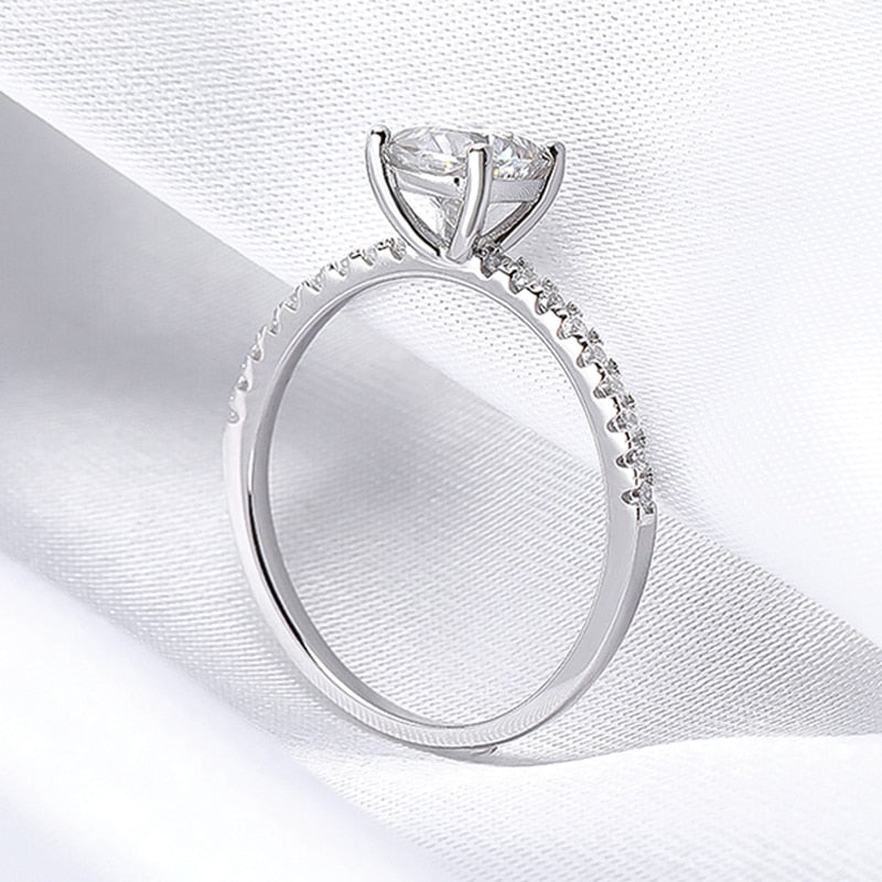 1 Carat to 3 Carats Cushion Cut Moissanite and Zircon 18K Gold Plated 925 Sterling Silver Ring