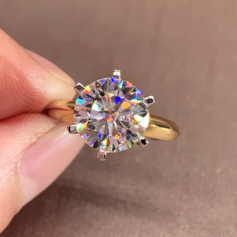 2 Carat to 3 Carat D Color VVS1 Moissanite 18K Yellow Gold Plated 925 Sterling Silver Solitaire Ring