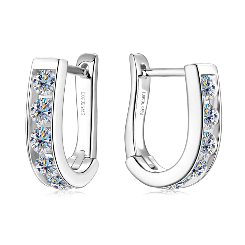 1 Carat Total Moissanite 18K Gold Plated 925 Sterling Silver Hoop Earrings