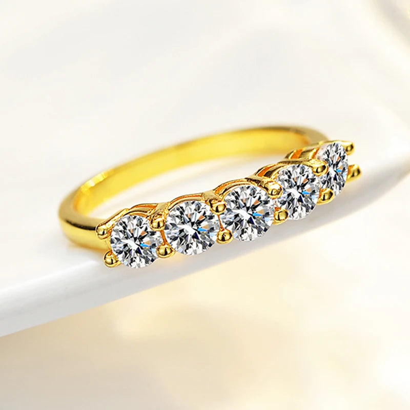 1.5 Carats Total Moissanite 14K Yellow Gold Plated 925 Sterling Silver Eternity Band