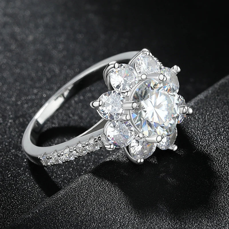 1 Carat or 2 Carats Moissanite and Zircon Platinum Plated 925 Sterling Engagement Ring