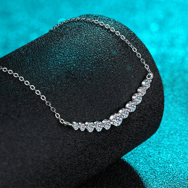 1.1 Carat Total D Color VVS1 Moissanite Platinum Plated 925 Sterling Necklace