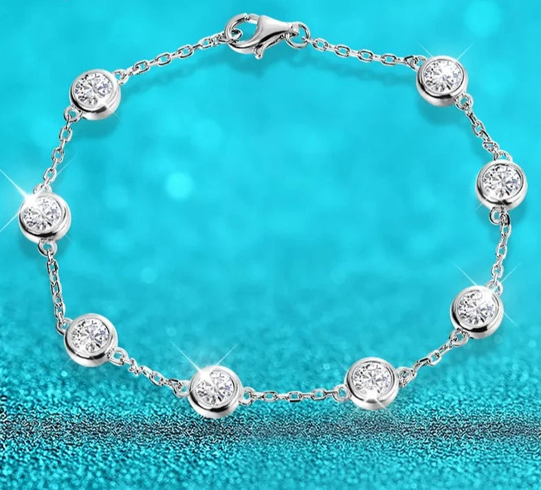 2.4 Carat Total Moissanite 18K Gold Plated 925 Sterling Silver Bracelet