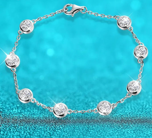 2.4 Carat Total Moissanite 18K Gold Plated 925 Sterling Silver Bracelet