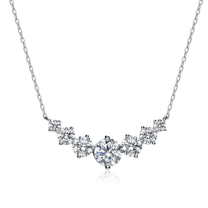 1.7 Carat to 5 Carats Total Moissanite Platinum Plated 925 Sterling Necklace