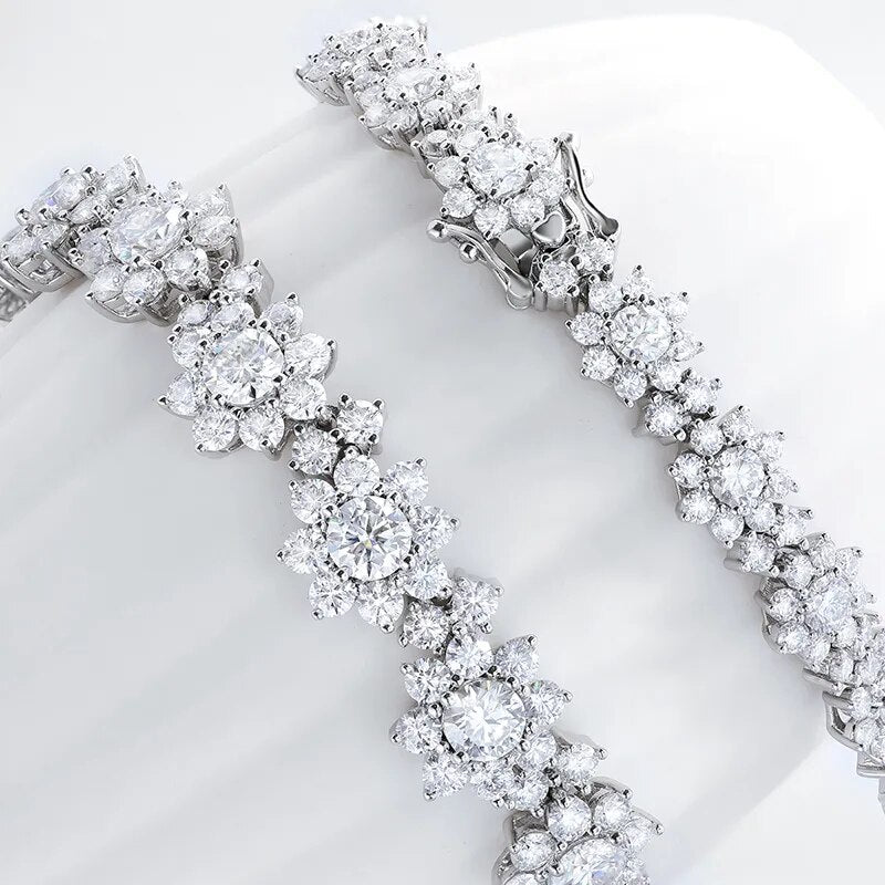 18.7 Carats or 20.5 Carats Moissanite Rhodium Plated 925 Sterling Silver Statement Bracelet