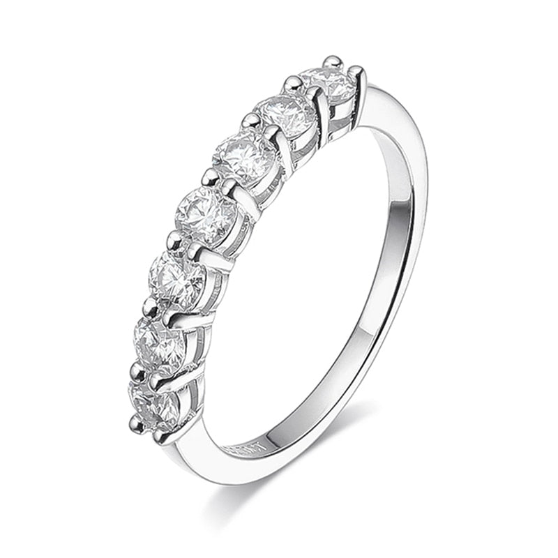 0.7 Carat Moissanite Rhodium Plated 925 Sterling Silver Stackable Band